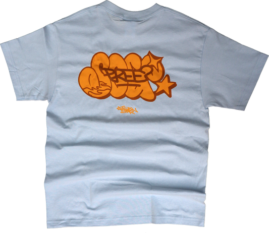 “SEE PREE” BLUE/YELLOW GRAFFITI TEE